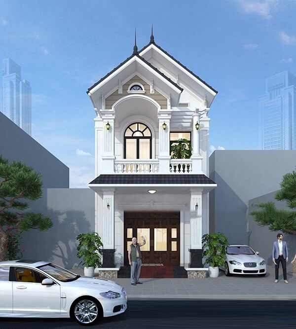 Mẫu thiết kế nhà ống 2 tầng 80m2 mái Thái 2