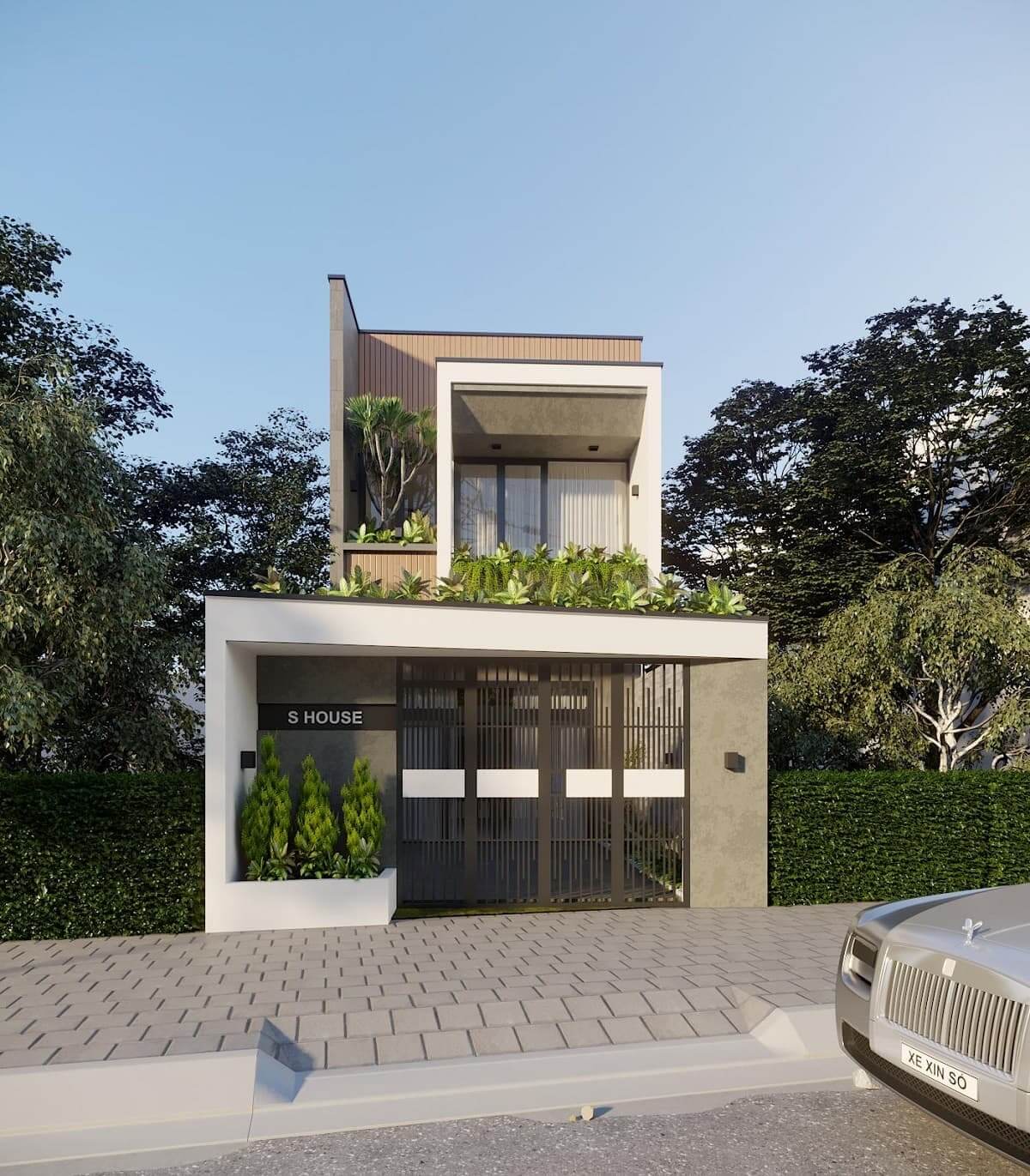 mau-thiet-ke-nha-ong-lech-tang-4x15m-voi-mai-bang-1 Mẫu thiết kế nhà ống lệch tầng 4x15m với mái bằng 1