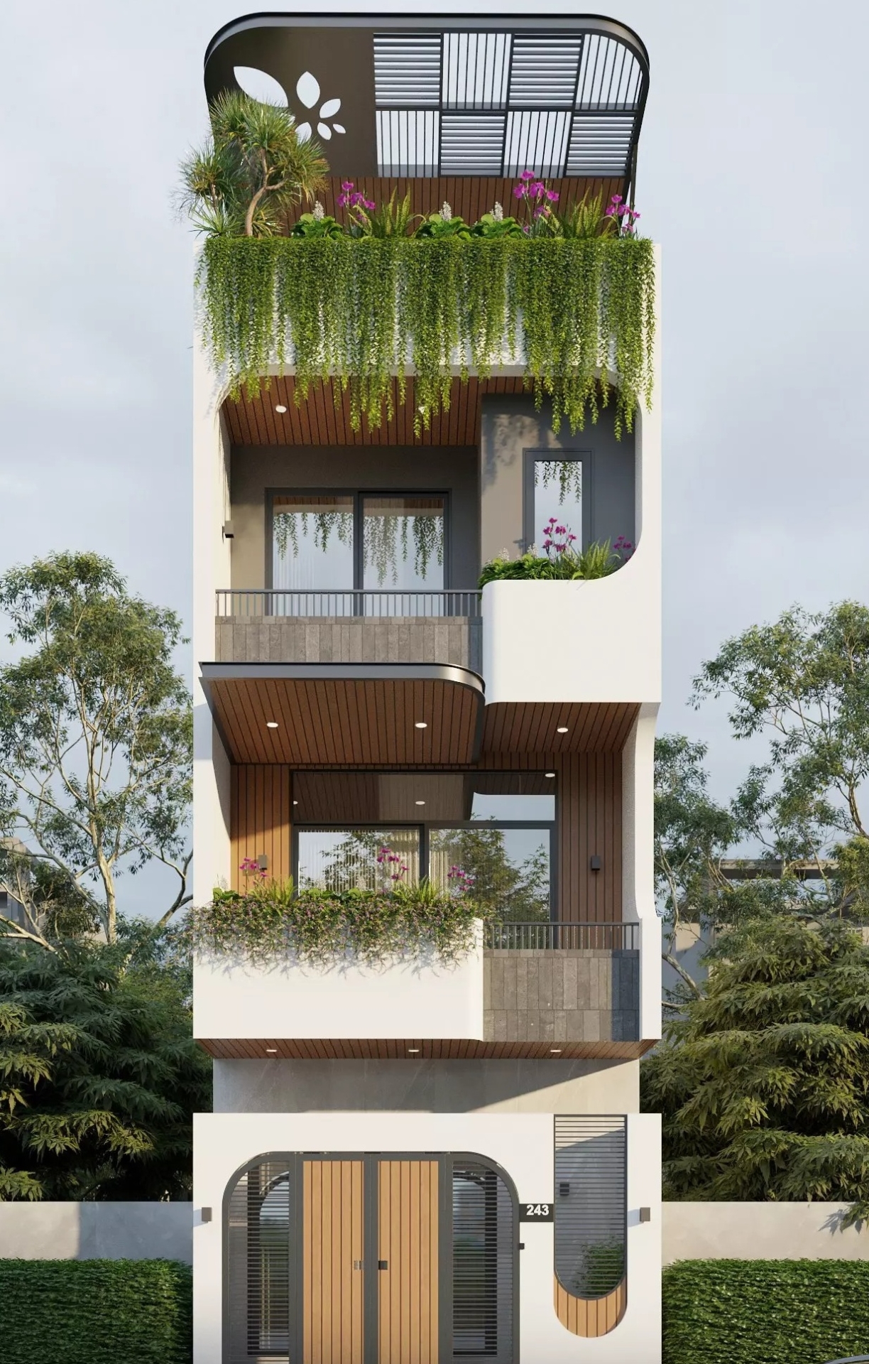 Mẫu thiết kế nhà phố 3 tầng 1 tum 5x24m hiện đại