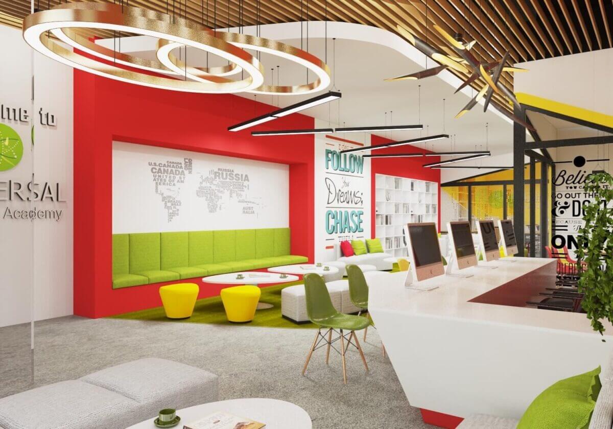 Mẫu thiết kế nội thất trung tâm ngoại ngữ đẹp mắt và ấn tượng