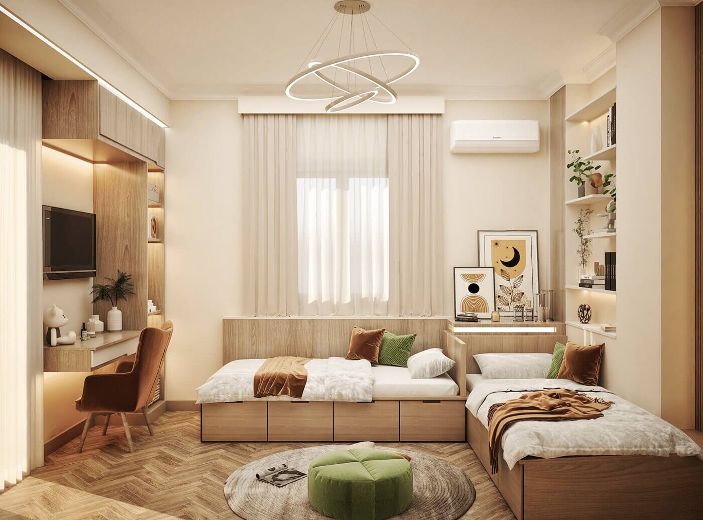 Mẫu thiết kế phòng ngủ 2 giường cho bé 4