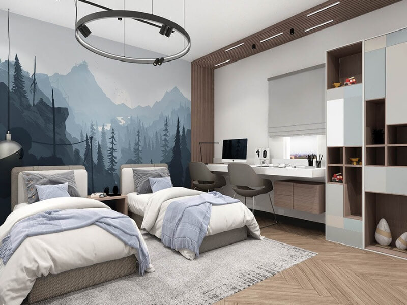 Mẫu thiết kế phòng ngủ 2 giường cho bé 3