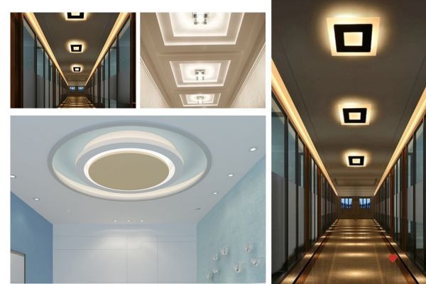 Thiết kế trần nhà hiện đại với đèn LED lắp âm tạo ánh sáng sang trọng cho không gian nội thất.