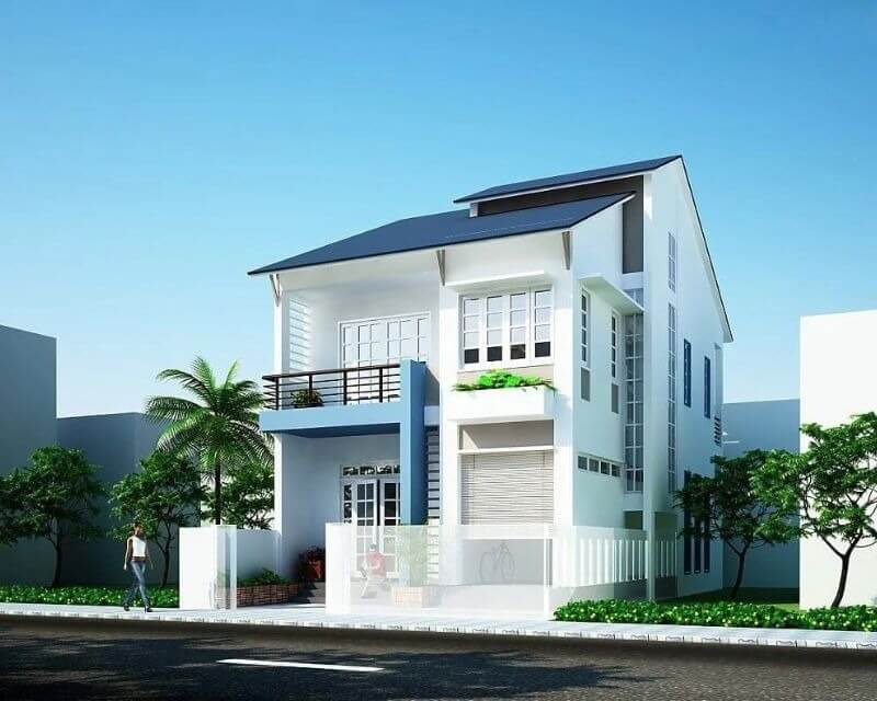 Nhà 2 mái trước sau đơn giản