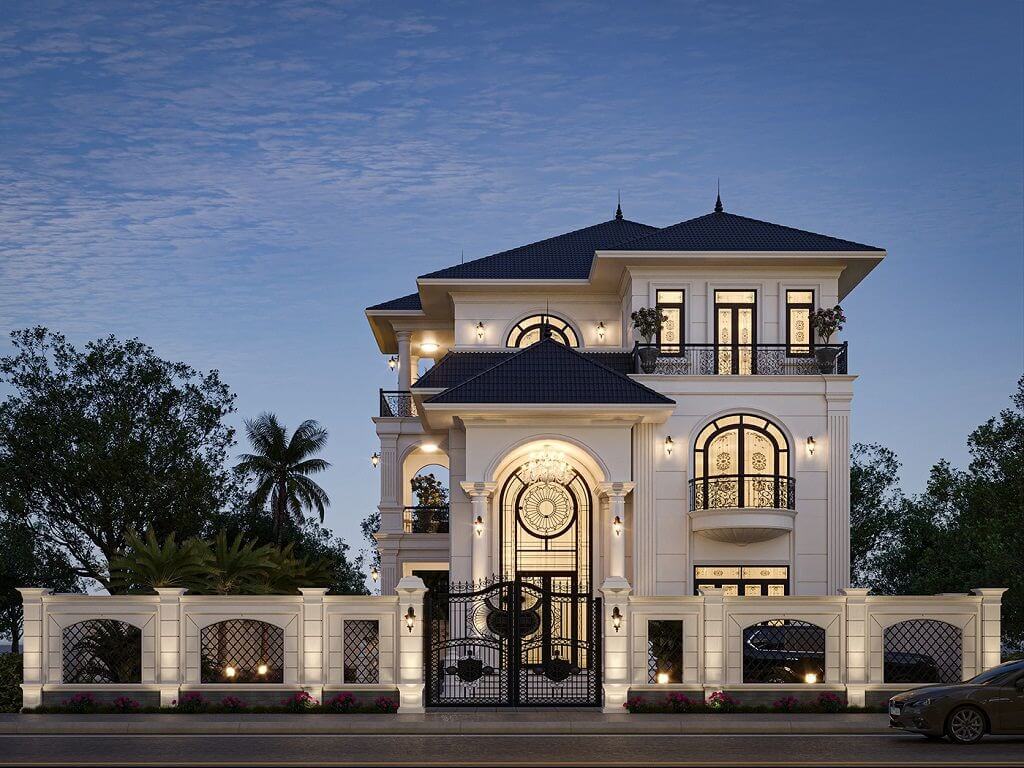 Nhà ba tầng mái Nhật tân cổ điển