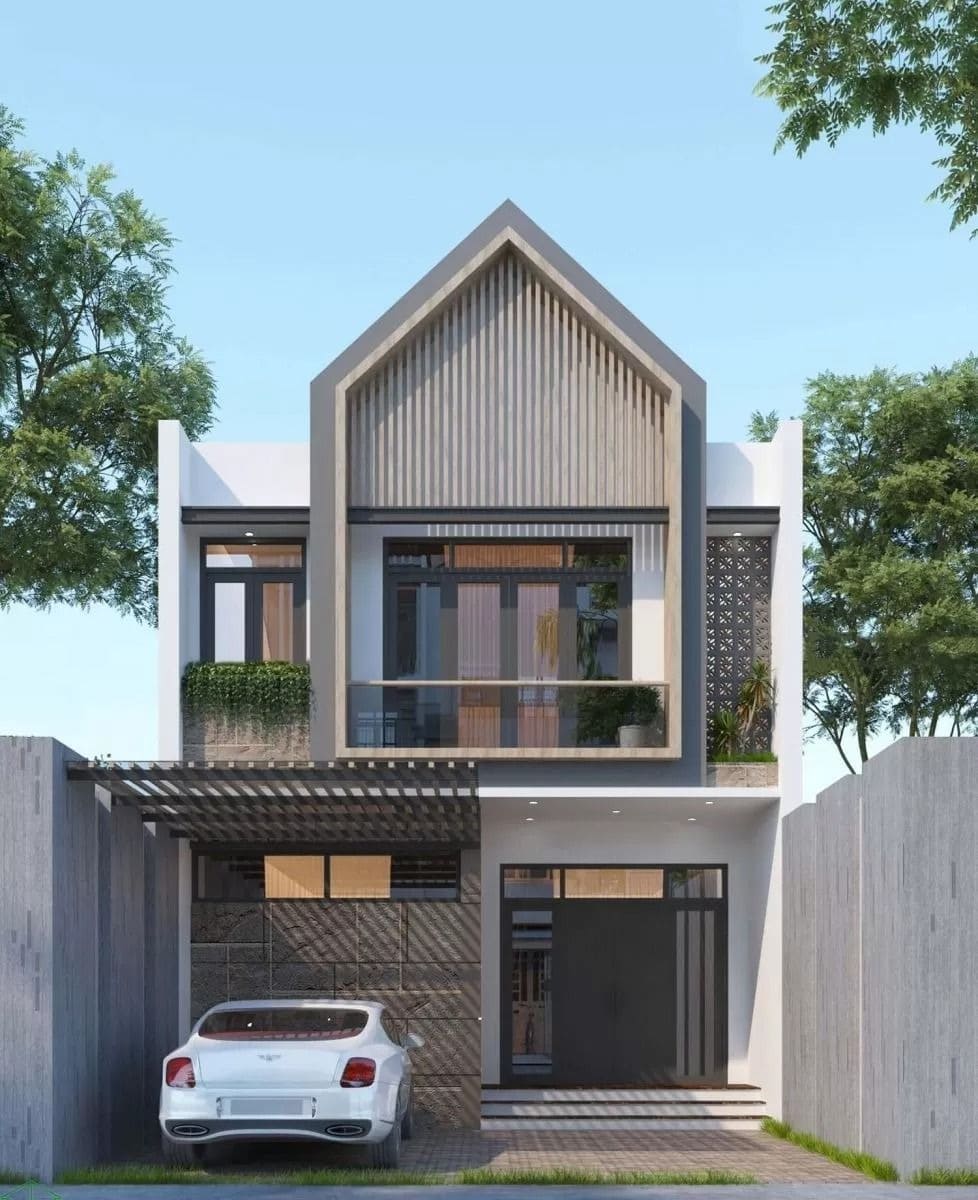 Thiết kế nhà mái lệch 2 tầng 3 phòng ngủ