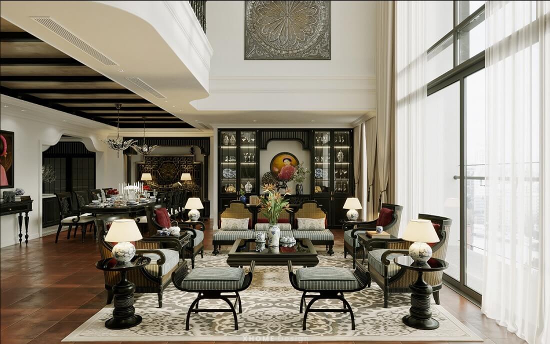 noi-that-chung-cu-77m2-phong-cach-indochine-1 Nội thất chung cư 77m2 phong cách Indochine 1