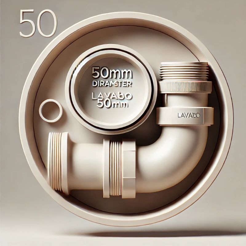 ong-thoat-lavabo-50mm Ống thoát nước Lavabo đường kính 50mm, phụ kiện nhựa màu trắng đục, thiết kế hình tròn, các vòng ren.