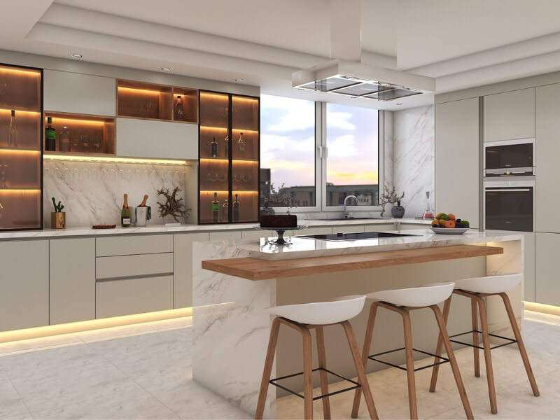 Phong cách thiết kế bếp căn hộ chung cư với quầy bar 3