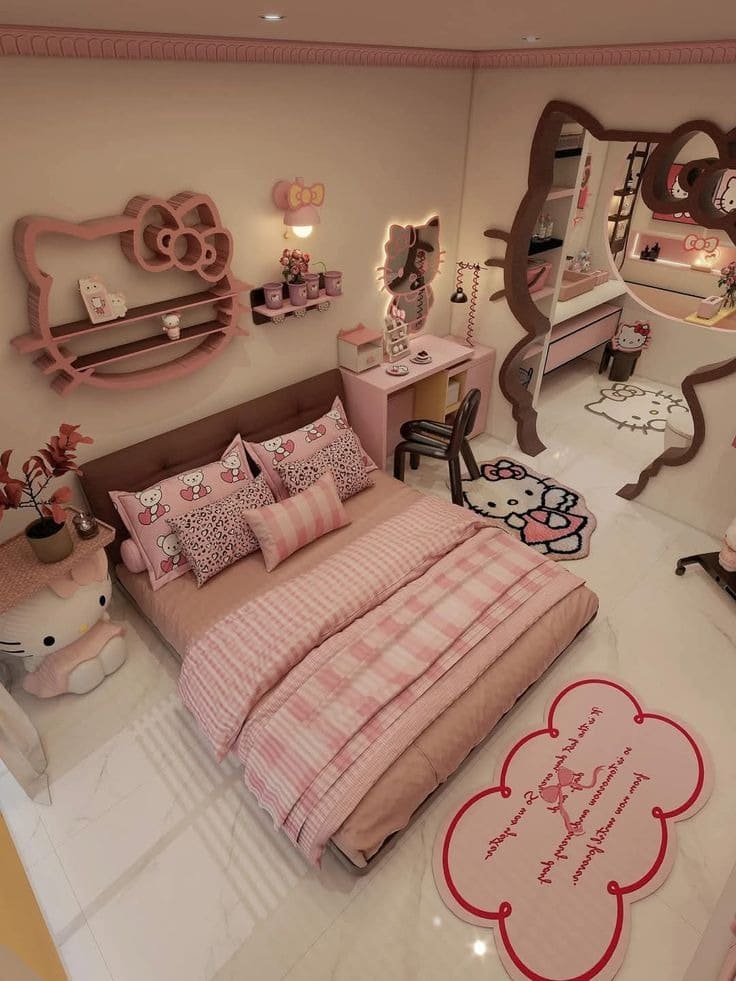 Phòng ngủ Anime Hello Kitty cho bé gái