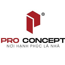Logo Pro Concept với slogan Nơi hạnh phúc là nhà và biểu tượng hình chữ P đỏ.