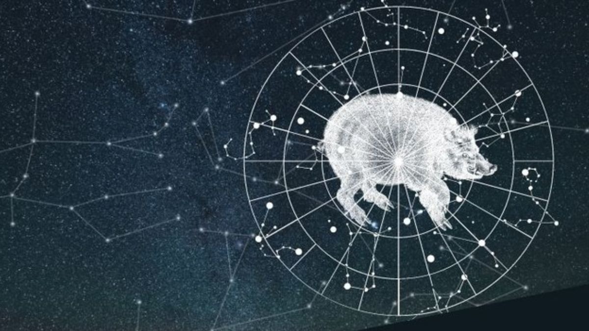 Chòm sao hình con gấu ánh sáng trên nền trời đêm đầy sao.