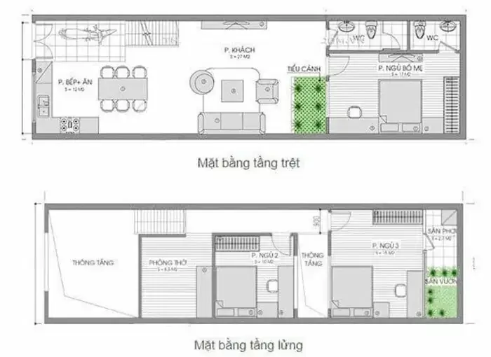 Sơ đồ tầng lửng nhà cấp 4 mái bằng có gác lửng