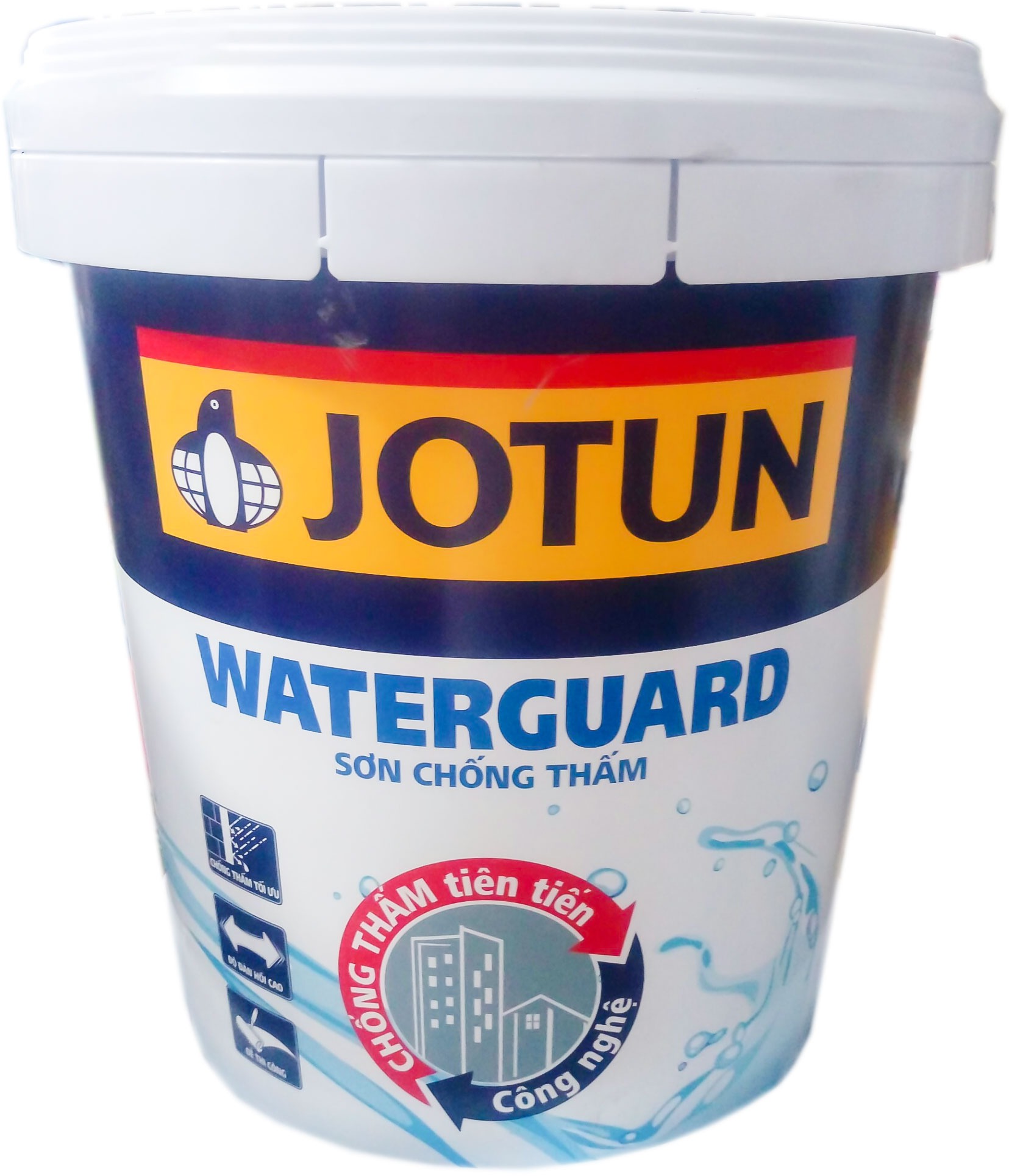 Thùng sơn chống thấm Jotun Waterguard, công nghệ tiên tiến bảo vệ công trình trước nước và ẩm mốc.