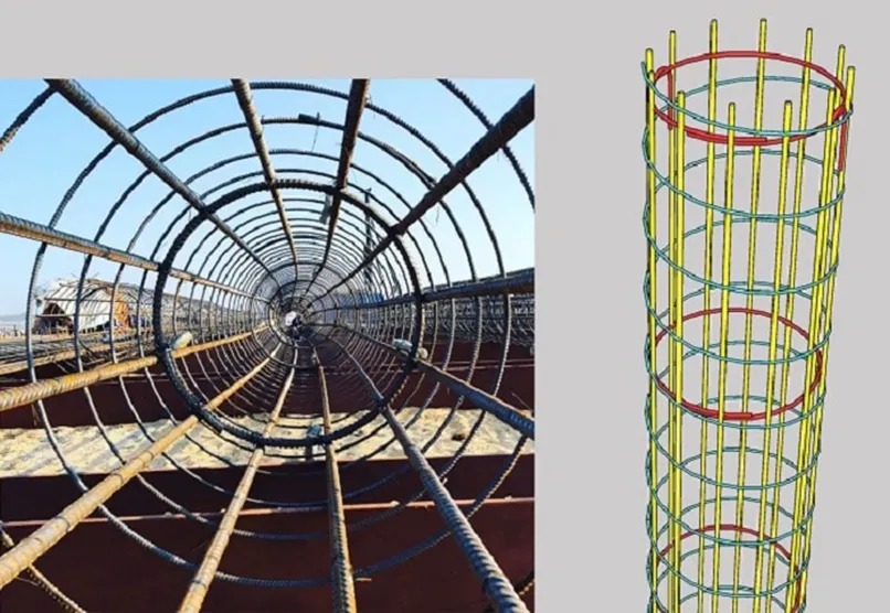 thep-dai-tang-cuong-1 Lồng thép xây dựng so sánh với mô hình 3D trên công trường xây dựng.