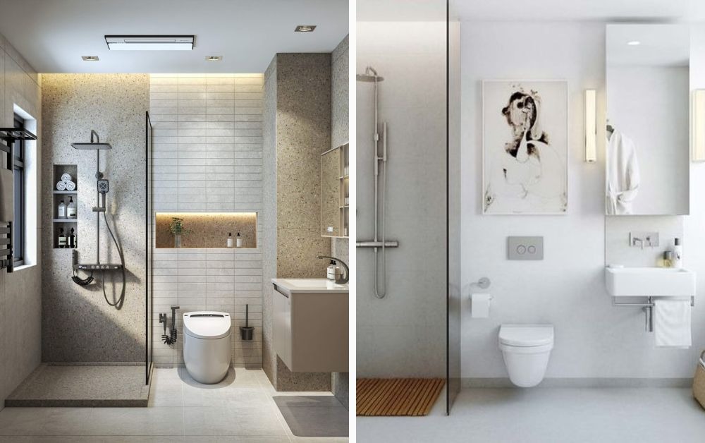 thiet-bi-ve-sinh-gom-nhung-gi-6 Phòng tắm hiện đại với thiết kế tối giản, đèn chiếu sáng tinh tế, vòi hoa sen và thiết bị vệ sinh cao cấp.