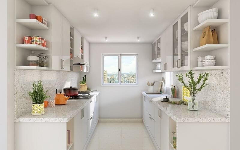 Thiết kế bếp chung cư với hệ tủ bếp song song 3