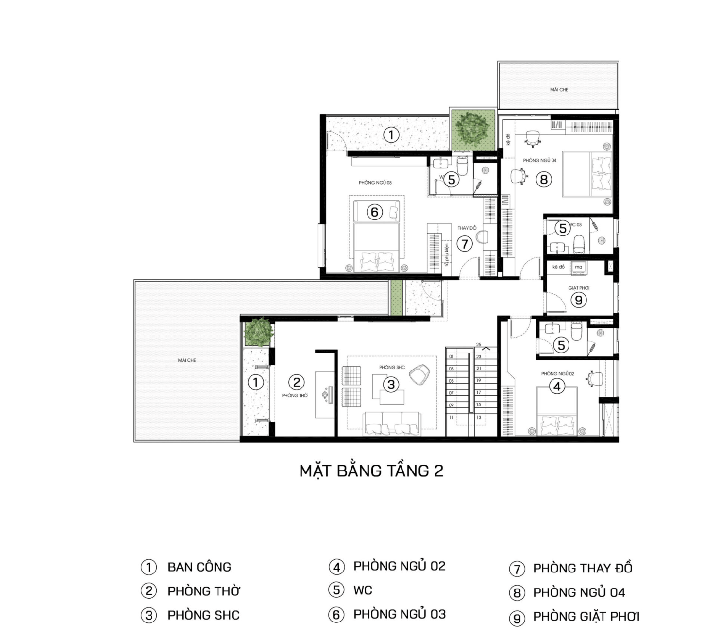 thiet-ke-mat-bang-tang-2-nha-4x20-co-gara Thiết kế mặt bằng tầng 2 nhà 4x20 có gara