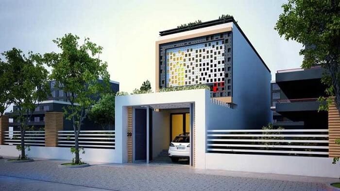 Thiết kế mặt tiền cho nhà phố 2 tầng hướng Tây 3