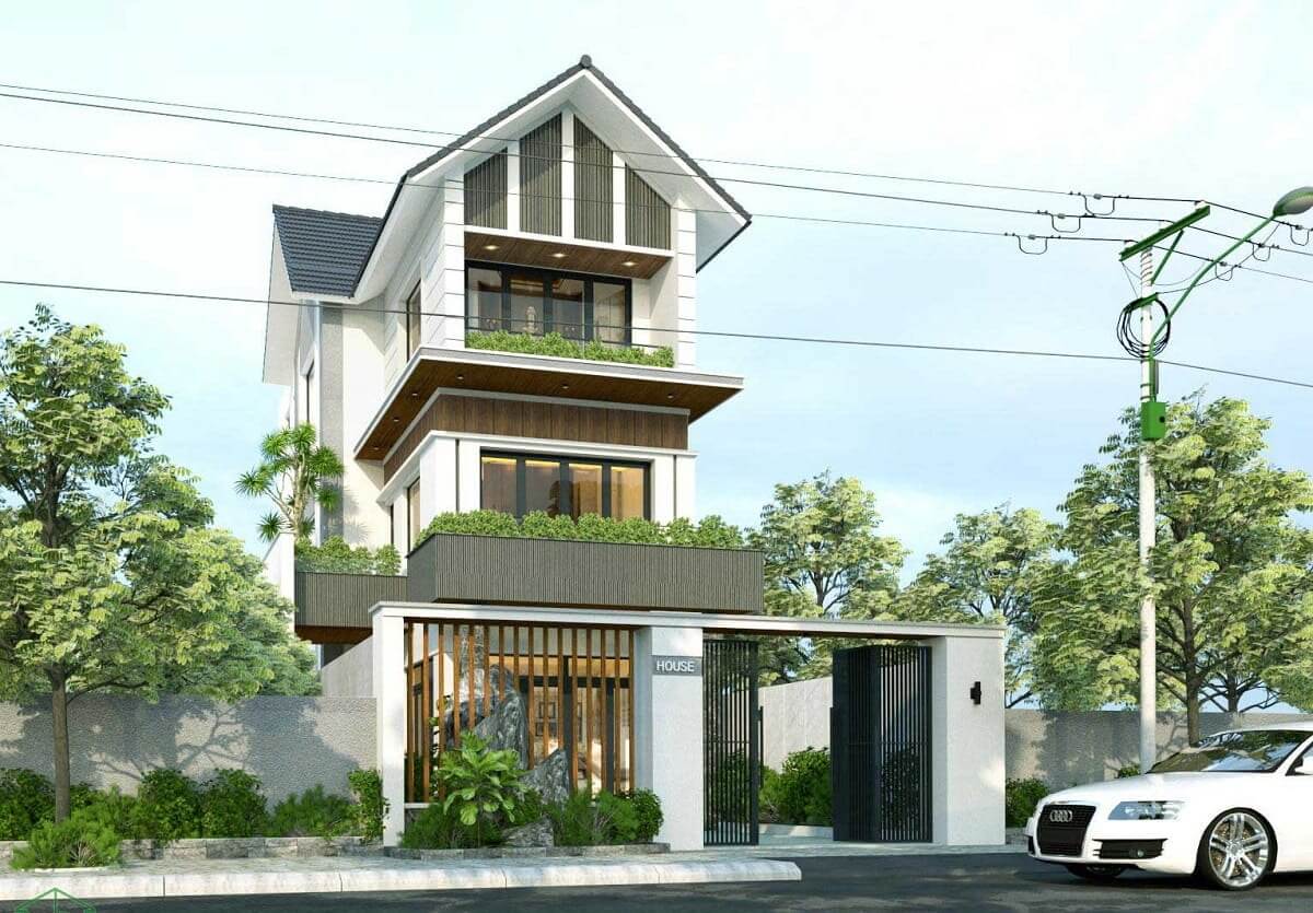 Thiết kế mặt tiền nhà phố hướng Tây mái Thái 2