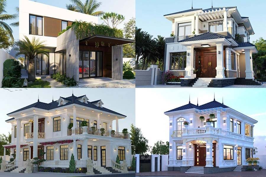 Thiết kế nhà 1 trệt 1 lầu theo phong cách biệt thự 2