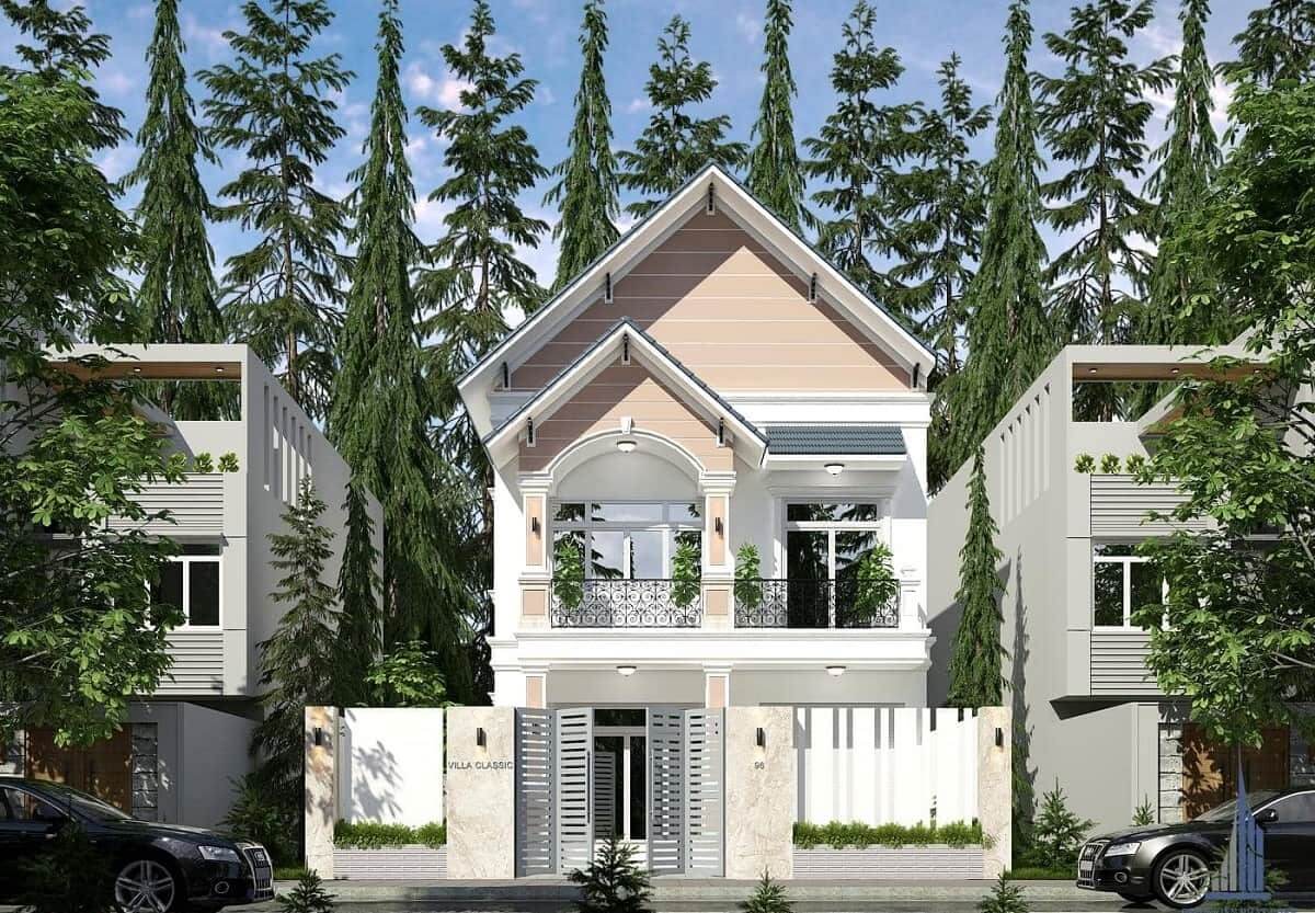 Thiết kế nhà 1 trệt 1 lầu theo phong cách biệt thự