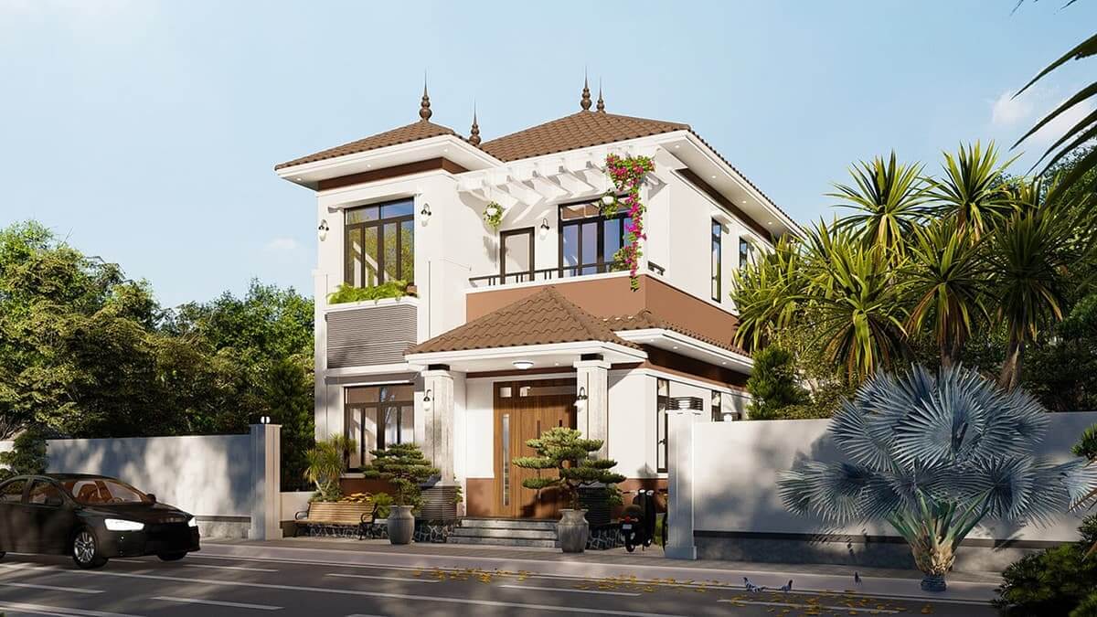 Thiết kế nhà 2 tầng 100m2 kiểu biệt thự cao cấp 3