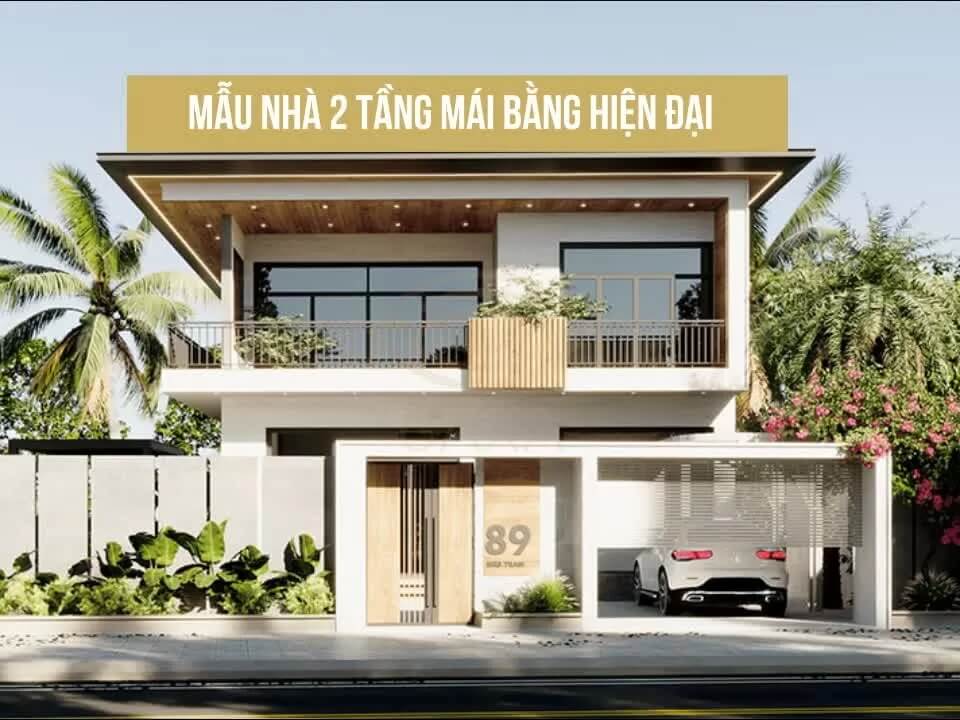 Thiết kế nhà 2 tầng 100m2 với mái bằng hiện đại 3