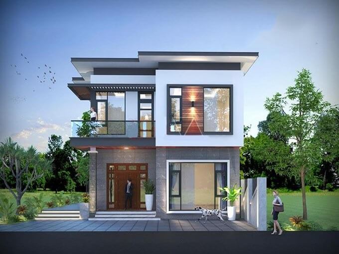 Thiết kế nhà 2 tầng 100m2 với mái bằng hiện đại 4