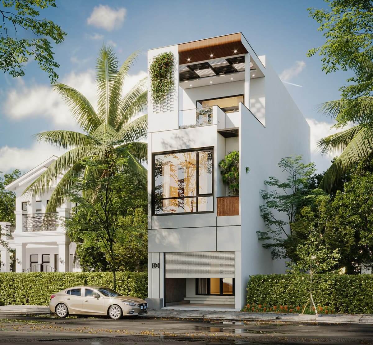 thiet-ke-nha-4x20-co-gara-mai-bang-don-gian-2 Thiết kế nhà 4x20 có gara mái bằng đơn giản 2