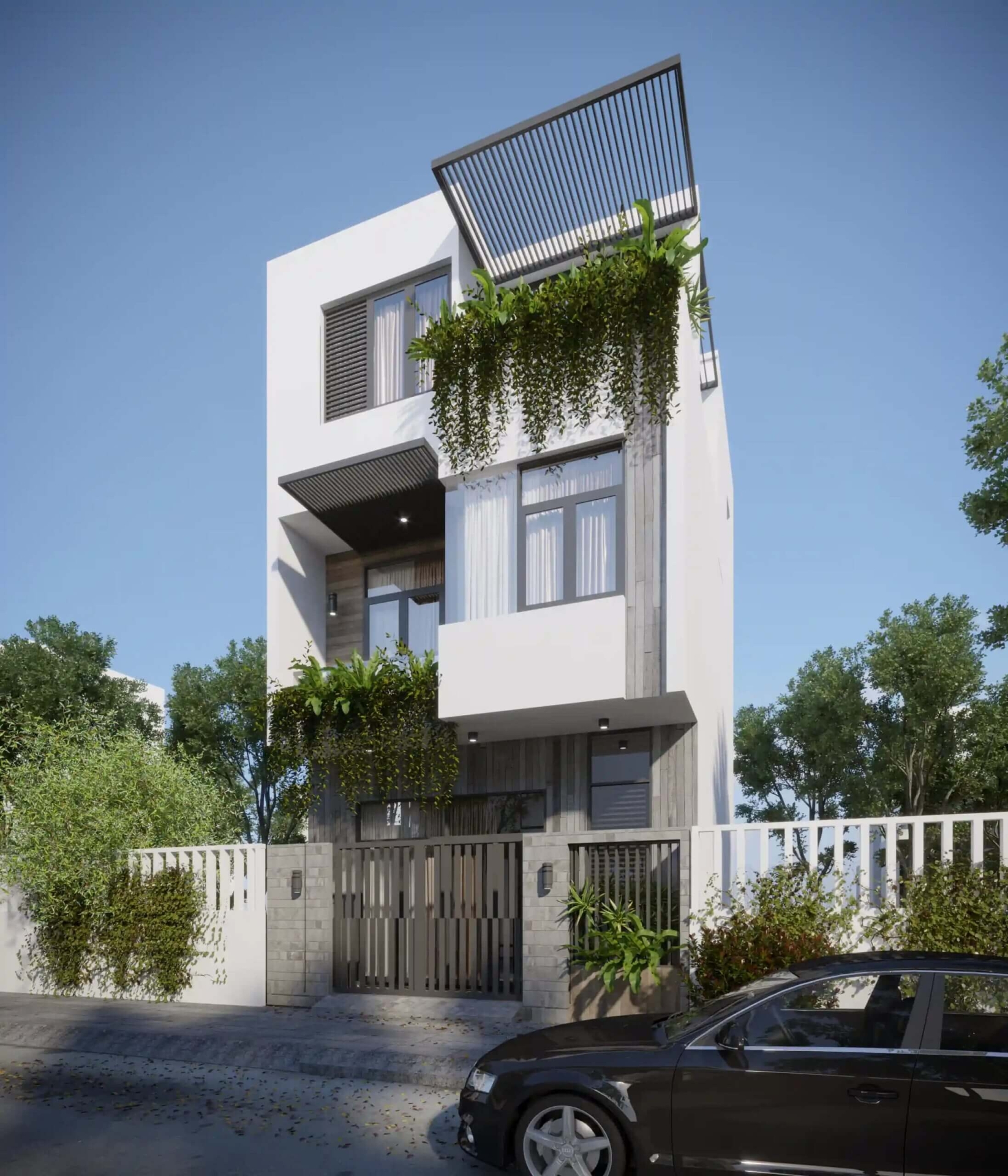 thiet-ke-nha-4x20-co-gara-mai-bang-don-gian-3 Thiết kế nhà 4x20 có gara mái bằng đơn giản 3