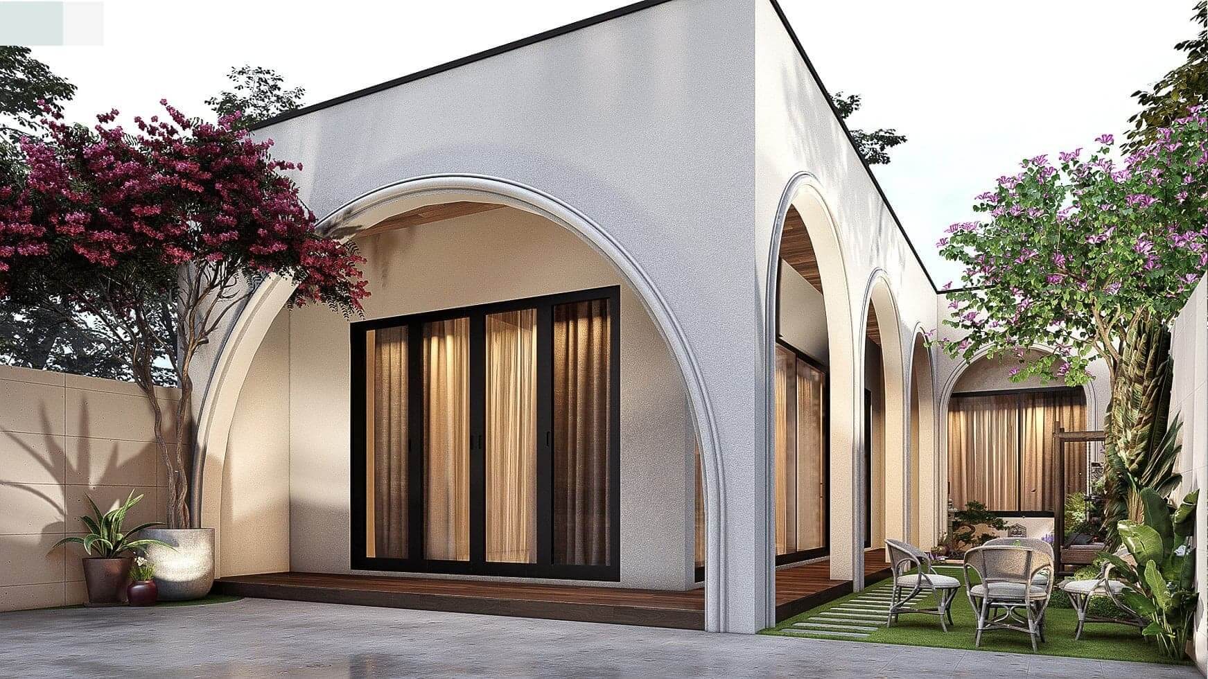 Thiết kế nhà cấp 4 diện tích 60m2 với 2 phòng ngủ hình chữ L