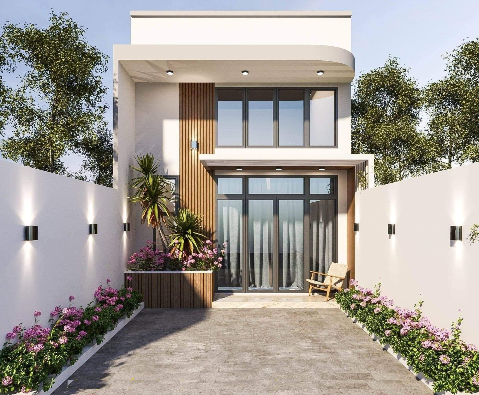 Thiết kế nhà cấp 4 diện tích 60m2 với 2 phòng ngủ mái bằng đẹp mắt