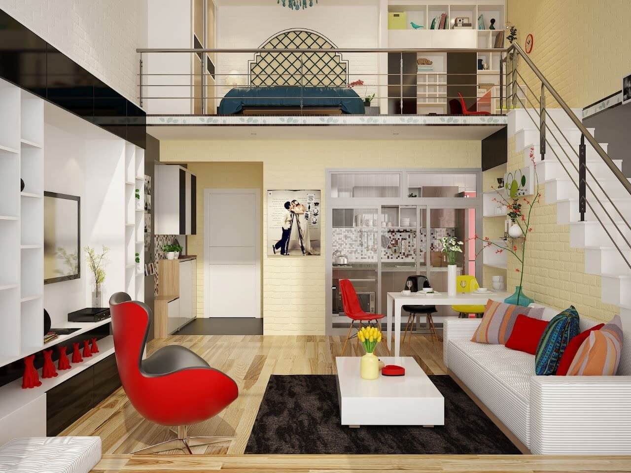 Thiết kế nhà diện tích nhỏ 20m2 theo phong cách Block Color 1