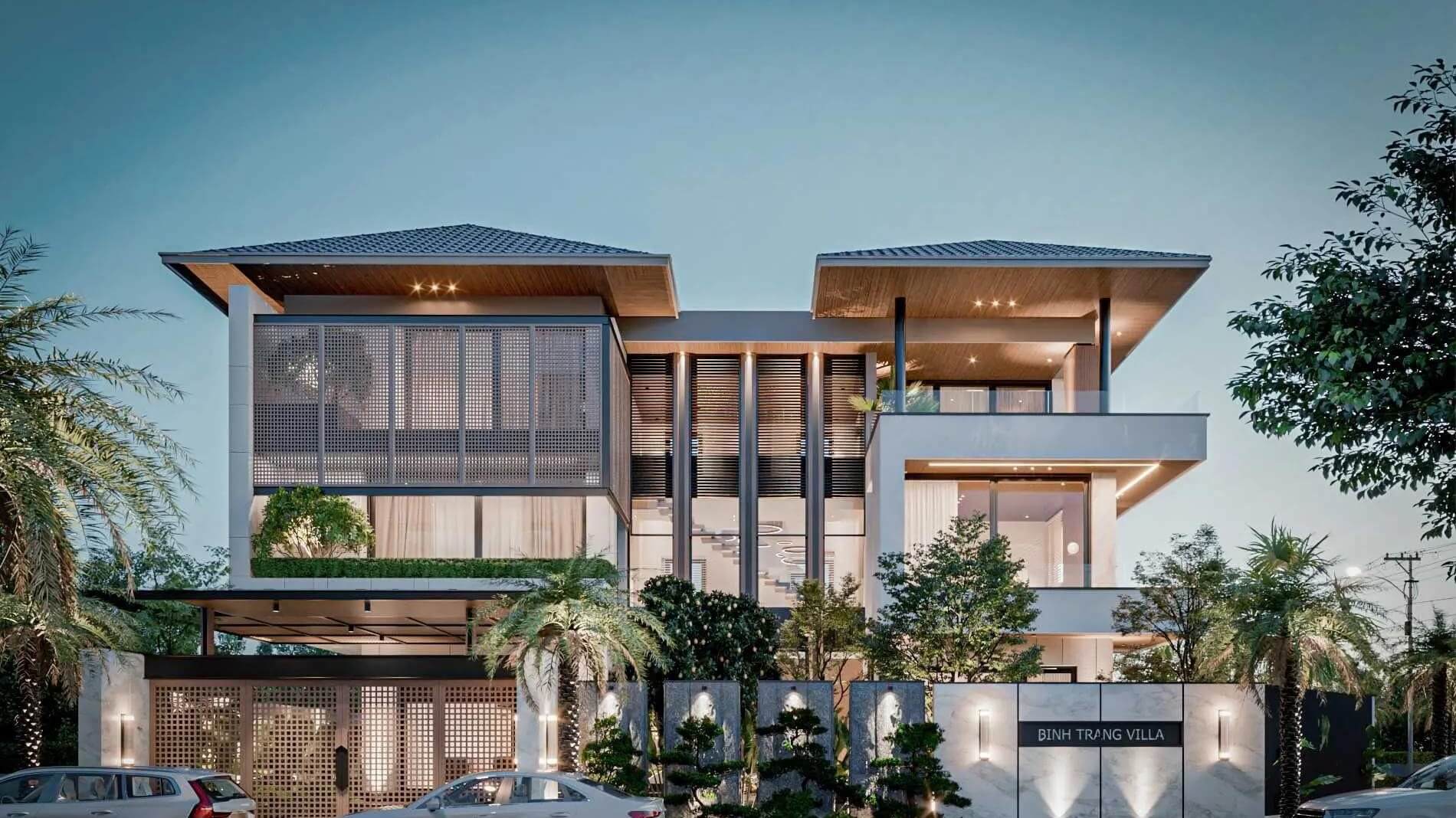 Thiết kế nhà mái Nhật 3 tầng 5 phòng ngủ 2