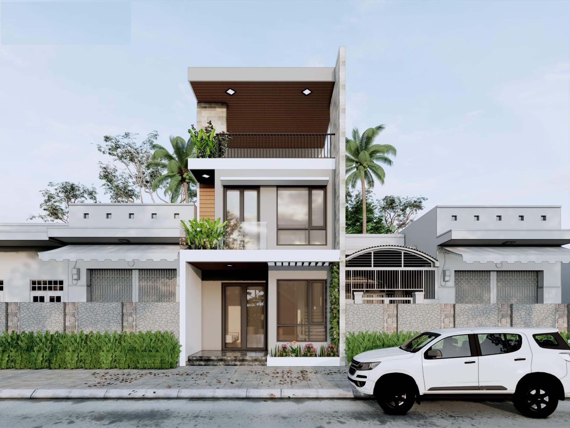 thiet-ke-nha-ong-3x15-tich-hop-gara-o-to-2 Thiết kế nhà ống 3x15 tích hợp gara ô tô 2