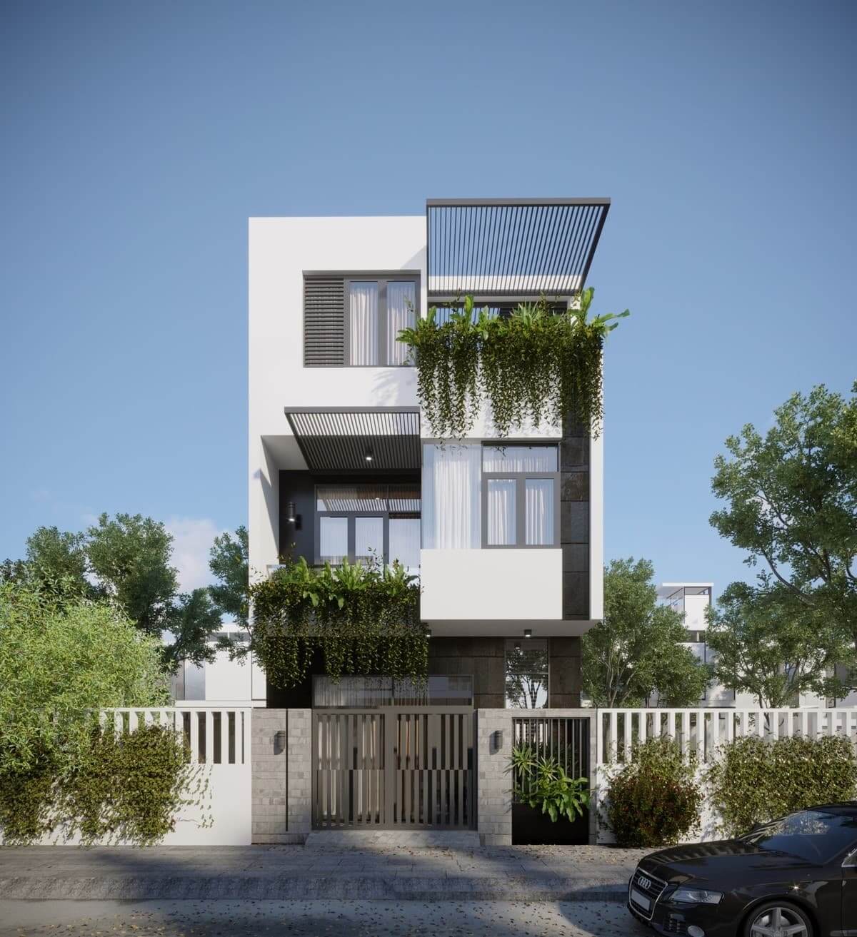 thiet-ke-nha-ong-3x15-tich-hop-gara-o-to Thiết kế nhà ống 3x15 tích hợp gara ô tô