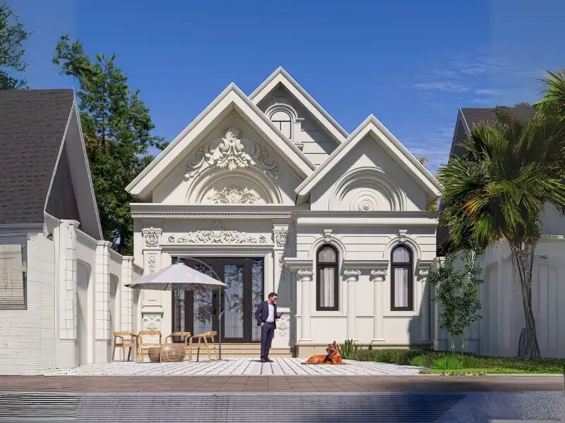 Thiết kế nhà rộng 7m dài 9m theo phong cách tân cổ điển 3