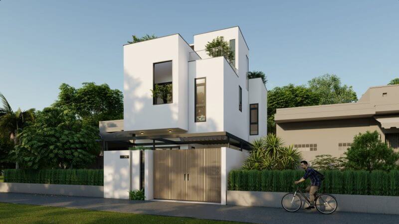 Thiết kế nhà rộng 7m dài 9m với mái bằng hiện đại 3