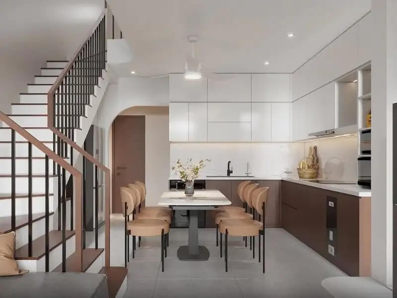 Thiết kế nội thất phòng bếp nhà 6x9m