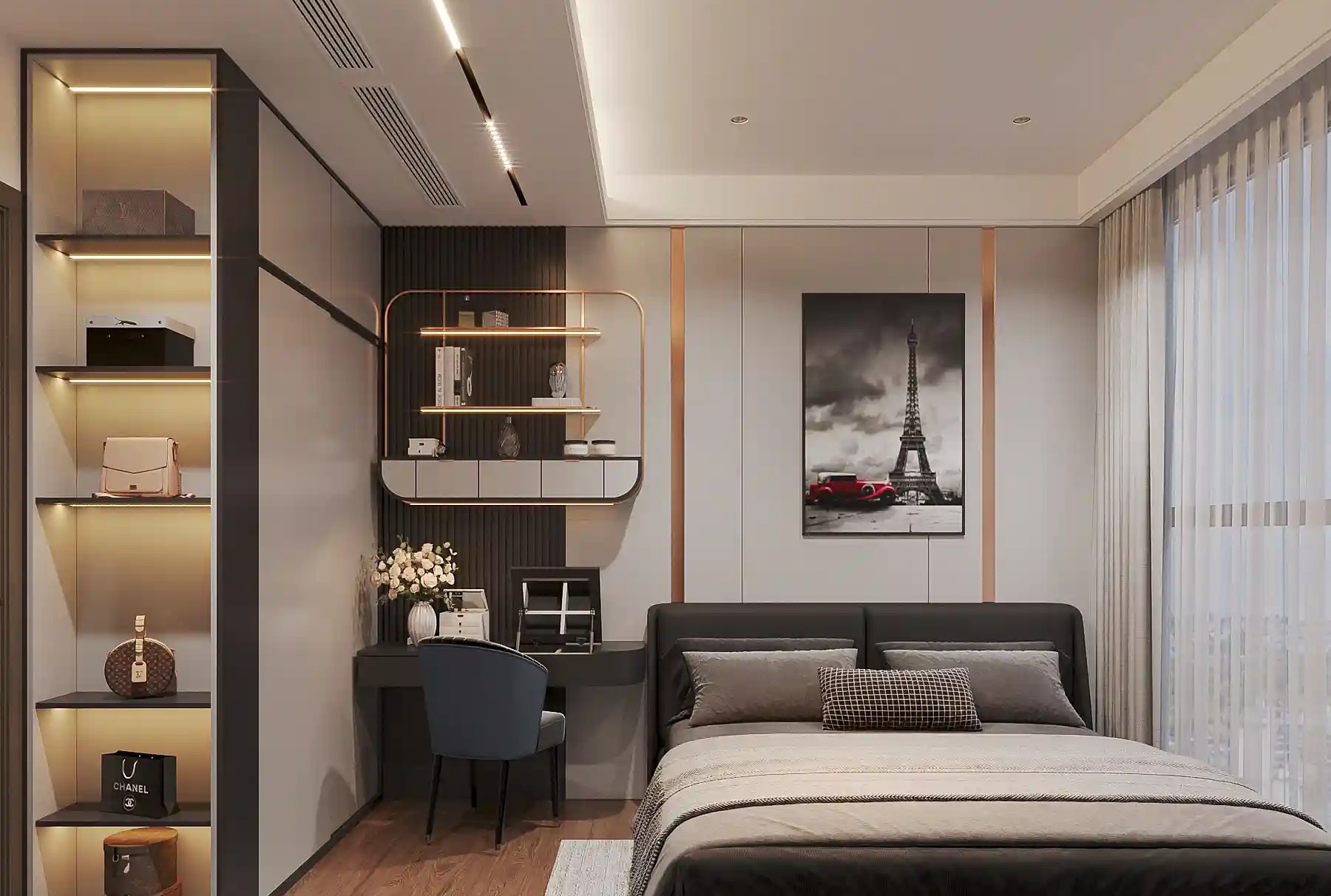 Thiết kế nội thất phòng ngủ chung cư 45m2