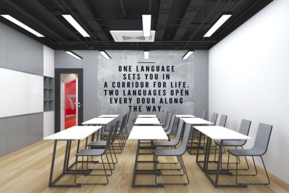 Thiết kế nội thất trung tâm ngoại ngữ cần sự phân bổ ánh sáng hợp lý