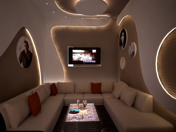 tran-thach-cao-phong-karaoke-kinh-doanh-an-tuong-3 Phòng karaoke sang trọng với sofa lớn, đèn LED chiếu sáng và màn hình TV treo tường, tạo không gian giải trí ấm cúng.