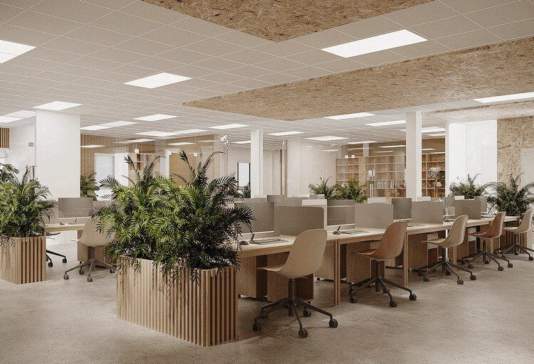 Văn phòng mở kết hợp không gian xanh với phong cách độc đáo