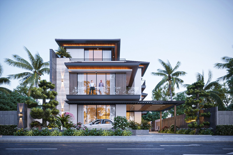 biet-thu-3-tang-2 biệt thự 3 tầng hiện đại mái bằng