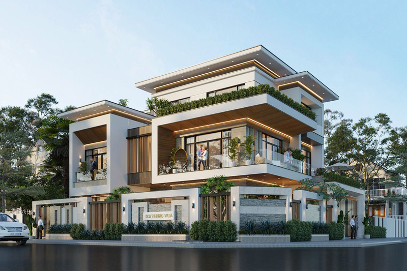 biet-thu-3-tang-hien-dai-2 Biệt thự phố mái bằng 2 mặt tiền