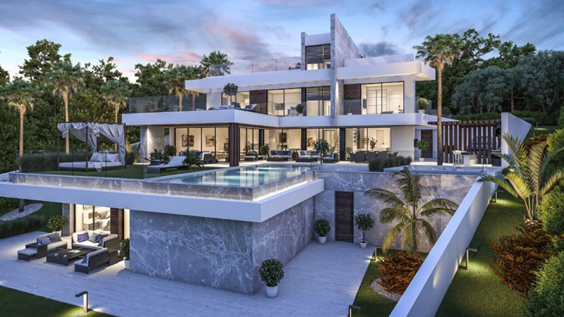 biet-thu-3-tang-hien-dai-5 Biệt thự mái bằng sở hữu bể bơi vô cực