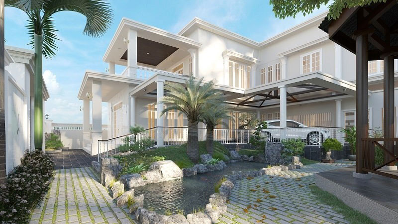 biet-thu-mai-bang-10 Biệt thự mái bằng có hồ cá