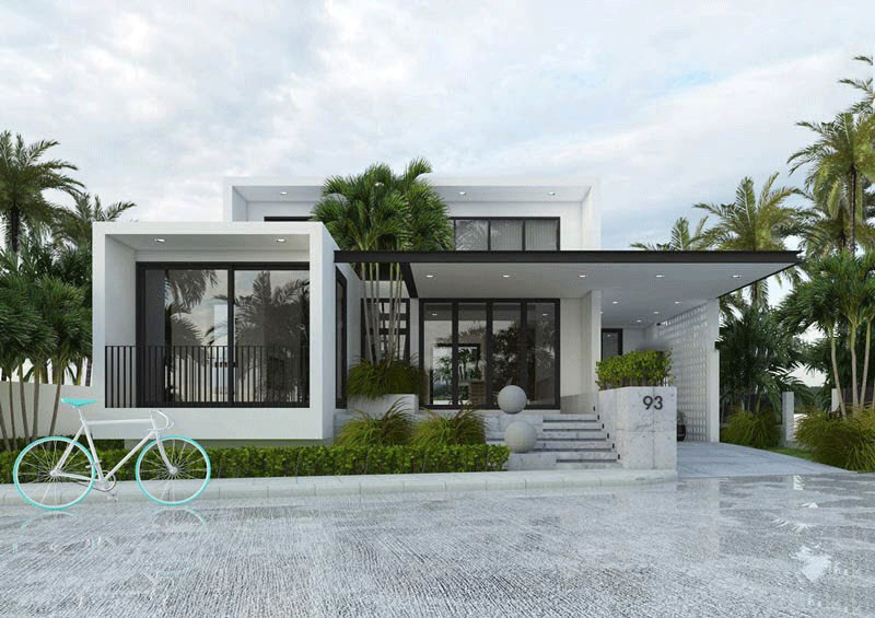 biet-thu-mai-bang-3 Biệt thự 1 tầng mái bằng