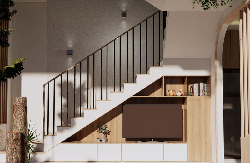 Cầu thang nhà ống kim loại